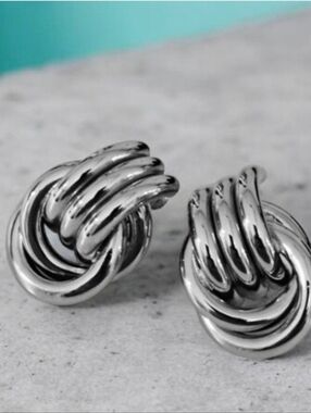 Vintage Napier Silver Knot Dangle Earrings